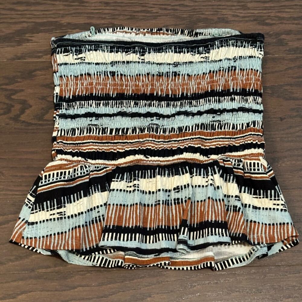 Anthropologie Porridge Smocked Strapless Peplum Tube Top Boho Stripe Size Small - Picture 3 of 7